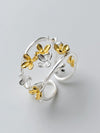 Adjustable Contrast Color Flower Shape Hollow Rings Accessories