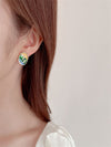 Impression oil painting s925 silver needle court style earrings