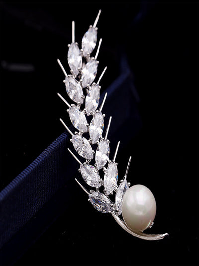 Golden Wheat Pearl Brooch