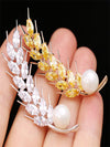 Golden Wheat Pearl Brooch