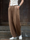 Women Vintage Vintage Solid Fleece-lined Pants