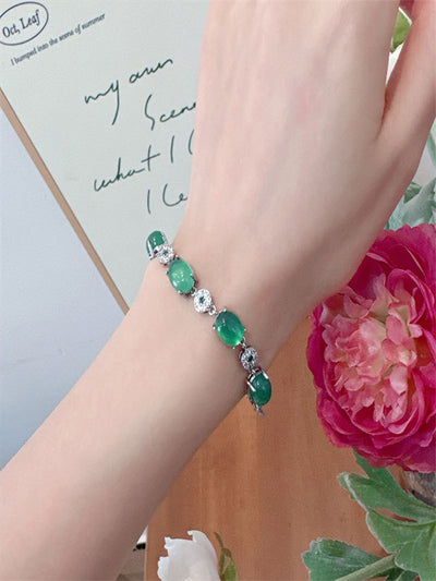 Ice chalcedony inlaid zircon jade jewelry light luxury bracelet