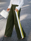 Loose Wide Leg Contrast Color Drawstring Elasticity Split-Joint Pants Trousers