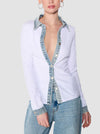 Long Sleeves Skinny Buttoned Split-Joint Lapel Blouses&Shirts Tops