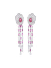 Light luxury fashion inlaid long camellia earrings