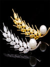 Golden Wheat Pearl Brooch