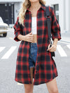 Long Sleeves Loose Buttoned Plaid Pockets Split-Joint Lapel Blouses&Shirts Tops Outerwear