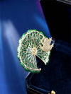 Golden Toad Lotus Leaf Enamel Brooch