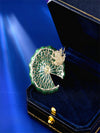 Golden Toad Lotus Leaf Enamel Brooch