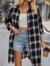 Long Sleeves Loose Buttoned Plaid Pockets Split-Joint Lapel Blouses&Shirts Tops Outerwear