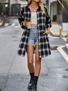 Long Sleeves Loose Buttoned Plaid Pockets Split-Joint Lapel Blouses&Shirts Tops Outerwear