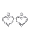 Heart Shape Rhine Stones Drop Earrings