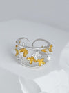 Adjustable Contrast Color Flower Shape Hollow Rings Accessories