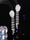 Light luxury fashion inlaid long camellia earrings