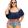 Big size fat woman swimsuit crushed flower high waist  BIKINI SWIMSUIT