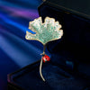 Ladybug Ginkgo Biloba Brooch