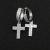 1 Pair IG Style Shiny Cross Inlay Copper Zircon Drop Earrings