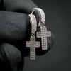 1 Pair IG Style Shiny Cross Inlay Copper Zircon Drop Earrings