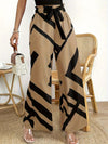 Loose Wide Leg Drawstring Elasticity Printed Striped Pants Trousers