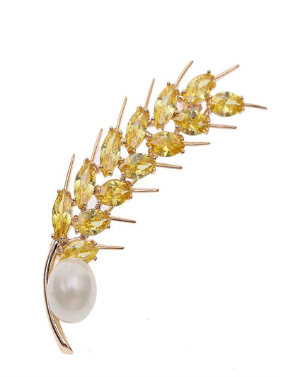 Golden Wheat Pearl Brooch