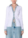 Long Sleeves Skinny Buttoned Split-Joint Lapel Blouses&Shirts Tops