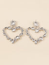 Heart Shape Rhine Stones Drop Earrings