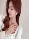 Impression oil painting s925 silver needle court style earrings