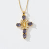 Copper box chain 18K Gold Plated Inlay Cross Zircon Pendant Necklace