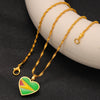 304 Stainless Steel Copper snake chain Irregular Enamel Heart Shape Pendant Necklace