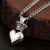 Jewelry Vintage Style Heart Shape Crown 304 Stainless Steel Pendant Necklace