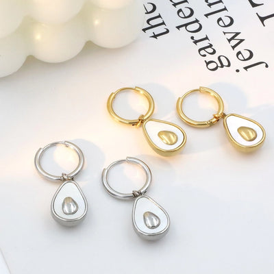 1 Pair Simple Style Avocado Plating Titanium Steel 18K Gold Plated Drop Earrings