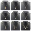 Jewelry Vintage Style Cross Heart Shape Butterfly 304 Stainless Steel Zircon Gold Plated Plating Inlay Pendant Necklace