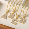 Copper Twisted Rope Chain 18K Gold Plated Plating Inlay letter Zircon Pendant Necklace