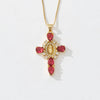 Copper box chain 18K Gold Plated Inlay Cross Zircon Pendant Necklace