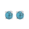 1 Pair 925 Sterling Silver Turquoise 925 Sterling Silver Earrings Round Ear Studs