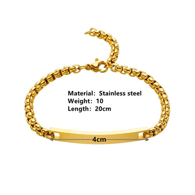 Elegant Solid Color Titanium Steel 18K Gold Plated Belcher Chain Bracelets In Bulk