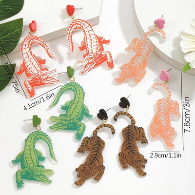 1 Pair Casual Classic Style Tiger Crocodile Arylic Drop Earrings