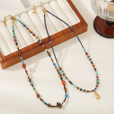 natural stone Copper Beaded Chain Beaded Irregular Necklace