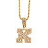 Copper Twisted Rope Chain 18K Gold Plated Plating Inlay letter Zircon Pendant Necklace