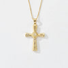 Copper box chain 18K Gold Plated Plating Inlay Cross Zircon Pendant Necklace