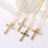 Copper cable chain 18K Gold Plated Plating Inlay Cross Zircon Pendant Necklace