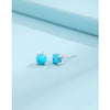 1 Pair 925 Sterling Silver Turquoise 925 Sterling Silver Earrings Round Ear Studs