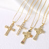 Copper cable chain box chain 18K Gold Plated Plating Inlay Cross Zircon Pendant Necklace