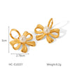 1 Pair Sweet Butterfly Bow Knot Plating Inlay 304 Stainless Steel Rhinestones Pearl 18K Gold Plated Drop Earrings Ear Studs