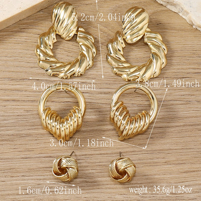 1 Set Elegant Luxurious Simple Style Geometric Hollow Out Alloy Earrings