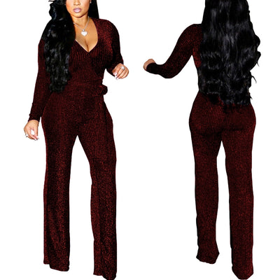 Women's Holiday Daily Business Solid Color Full Length Jumpsuits