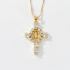 Copper box chain 18K Gold Plated Inlay Cross Zircon Pendant Necklace