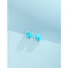 1 Pair 925 Sterling Silver Turquoise 925 Sterling Silver Earrings Round Ear Studs