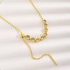 Copper ball chain 18K Gold Plated Inlay Geometric Zircon Necklace