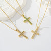 Copper box chain 18K Gold Plated Inlay Cross Zircon Pendant Necklace